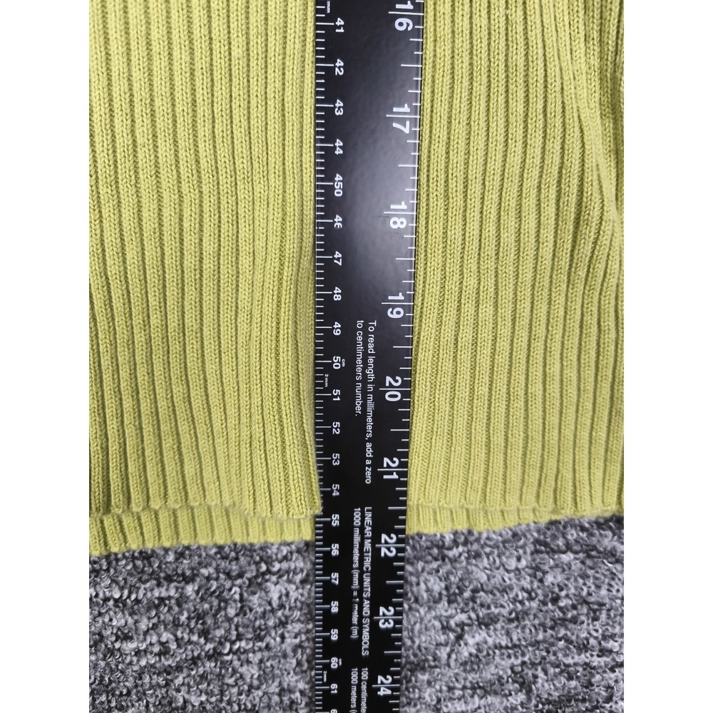 Women’s Lime Ribbed V-Neck Sweater - Picture 6 of 7